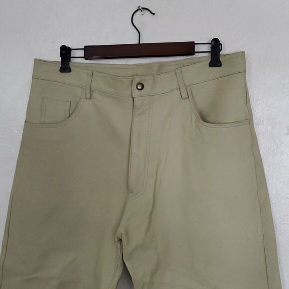 Vintage Leather International Male Pants in Light Moss Green Size 36 - Picture 2 of 11